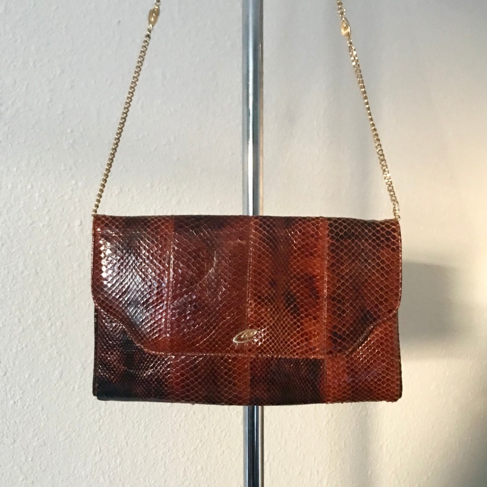 Vintage Esteve Cognac Snakeskin Shoulder Bag